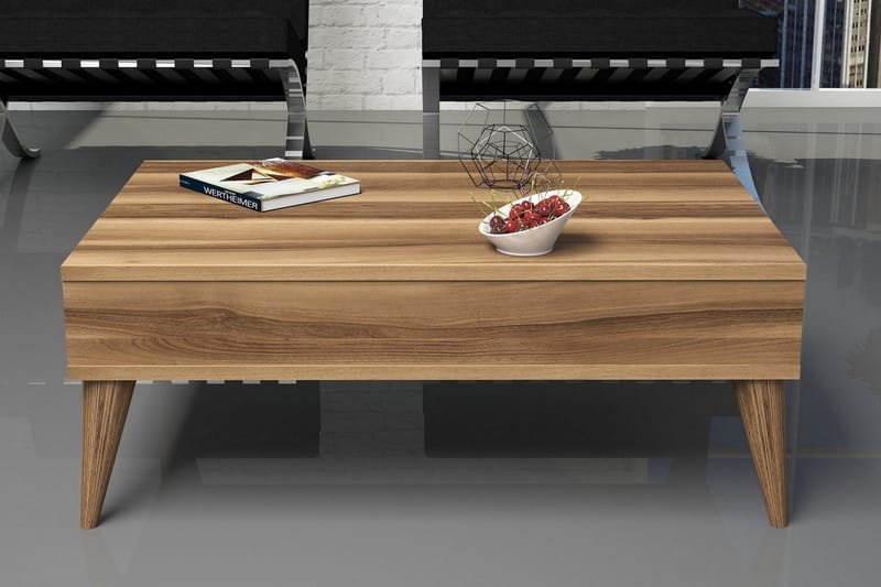 SHEEL Soffbord 90 cm med Förvaring Hylla Valnötsbrun - Möbler - Vardagsrum - Soffbord & vardagsrumsbord - Soffbord