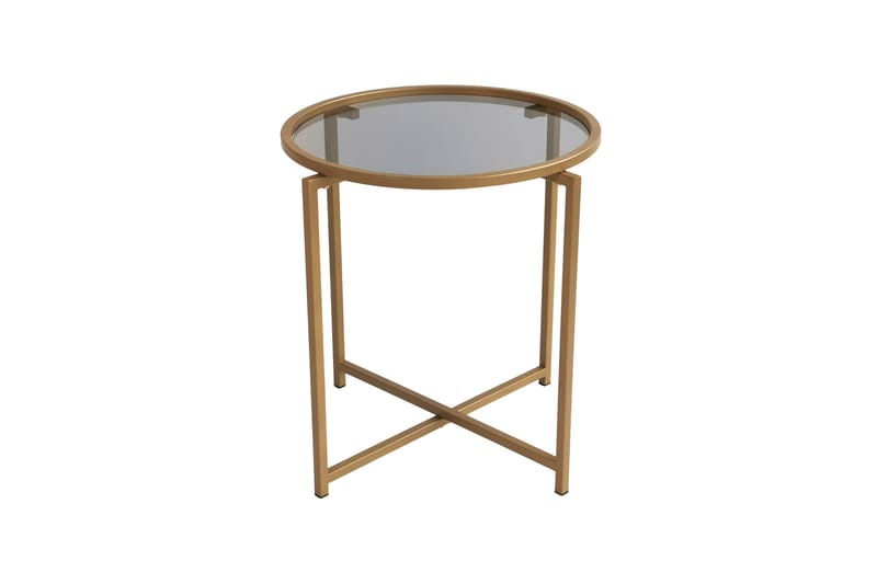 SHIEDAM Soffbord 50 cm Runt 2-pack Guld/Rökfärgat Glas - Guld - Möbler - Vardagsrum - Soffbord & vardagsrumsbord - Soffbord