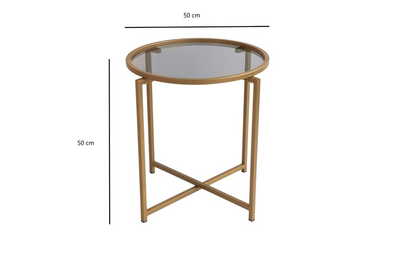 SHIEDAM Soffbord 50 cm Runt 2-pack Guld/Rökfärgat Glas - Guld - Möbler - Vardagsrum - Soffbord & vardagsrumsbord - Soffbord