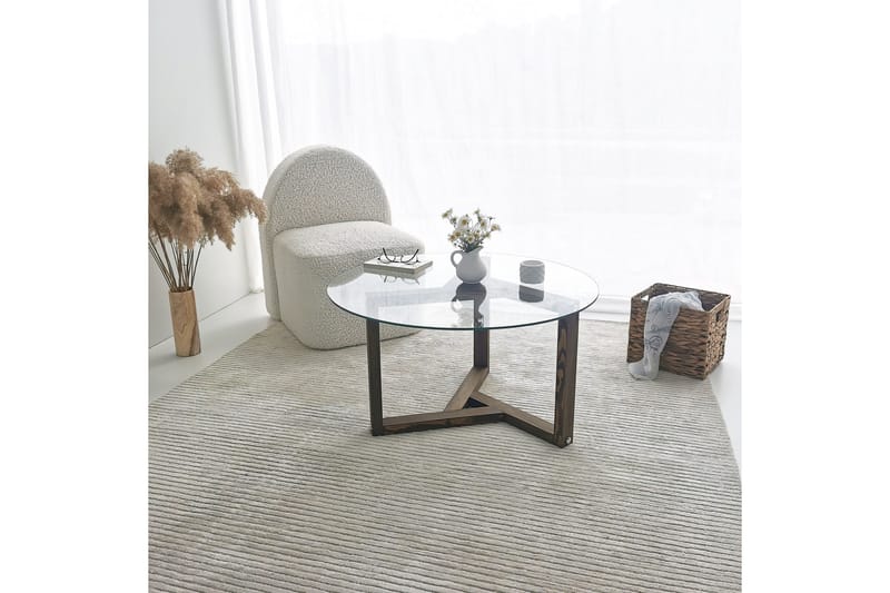 Sibas Soffbord 75 cm Runt - Valnöt/Glas - Möbler - Vardagsrum - Soffbord & vardagsrumsbord - Soffbord