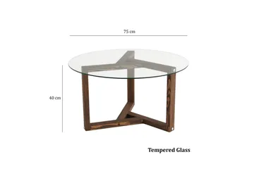 Sibas Soffbord 75 cm Runt - Valnöt/Glas - Möbler - Vardagsrum - Soffbord & vardagsrumsbord - Soffbord