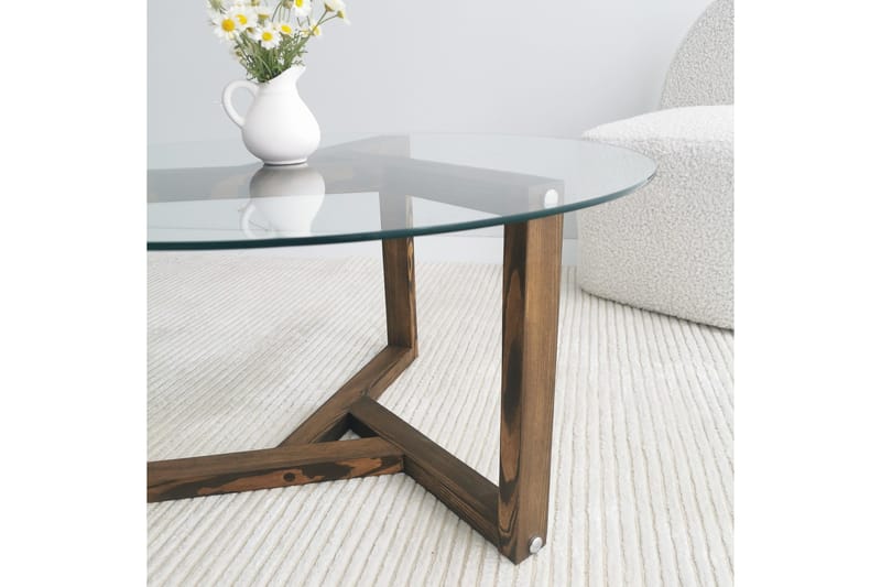 Sibas Soffbord 75 cm Runt - Valnöt/Glas - Möbler - Vardagsrum - Soffbord & vardagsrumsbord - Soffbord