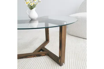 Sibas Soffbord 75 cm Runt - Valnöt/Glas - Möbler - Vardagsrum - Soffbord & vardagsrumsbord - Soffbord