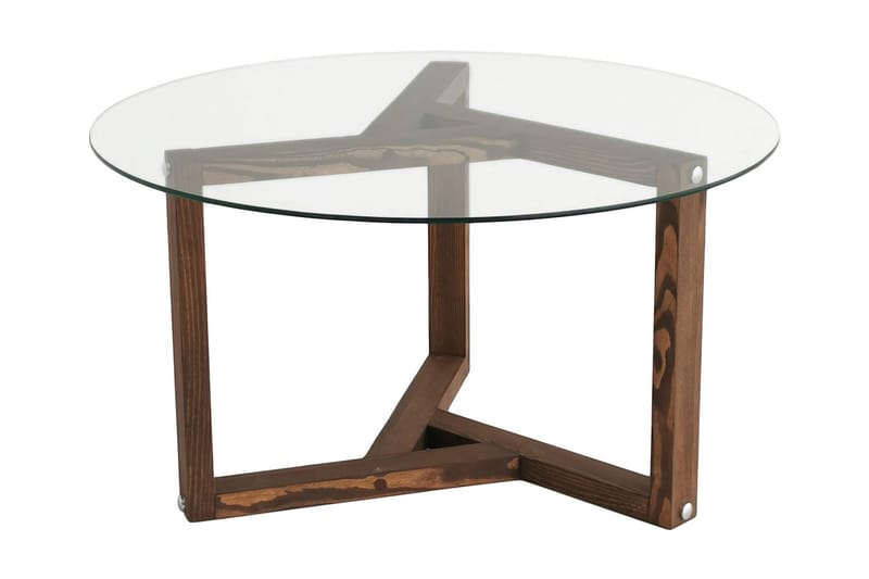 Sibas Soffbord 75 cm Runt, Valnöt/Glas