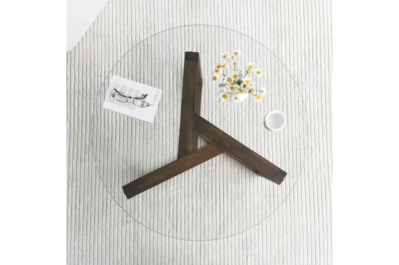 Sibas Soffbord 75 cm Runt - Valnöt/Glas - Möbler - Vardagsrum - Soffbord & vardagsrumsbord - Soffbord