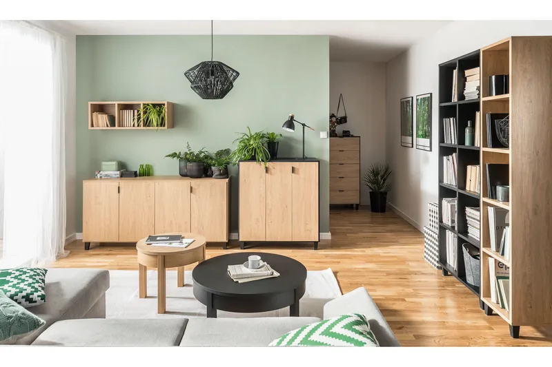 Simple Soffbord 54 cm Runt med Förvaring Lådor Natur - VOX - Möbler - Vardagsrum - Soffbord & vardagsrumsbord - Soffbord