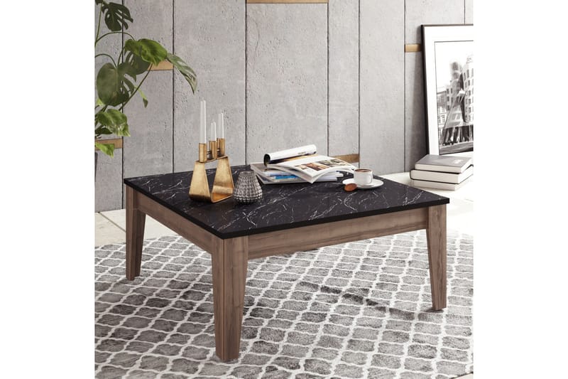 Sincerely Soffbord 85 cm Marmormönster - Svart/Valnötsbrun - Möbler - Vardagsrum - Soffbord & vardagsrumsbord - Soffbord