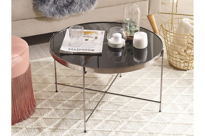 SINIT Soffbord 63 cm Runt Glas/Silver - Möbler - Vardagsrum - Soffbord & vardagsrumsbord - Soffbord