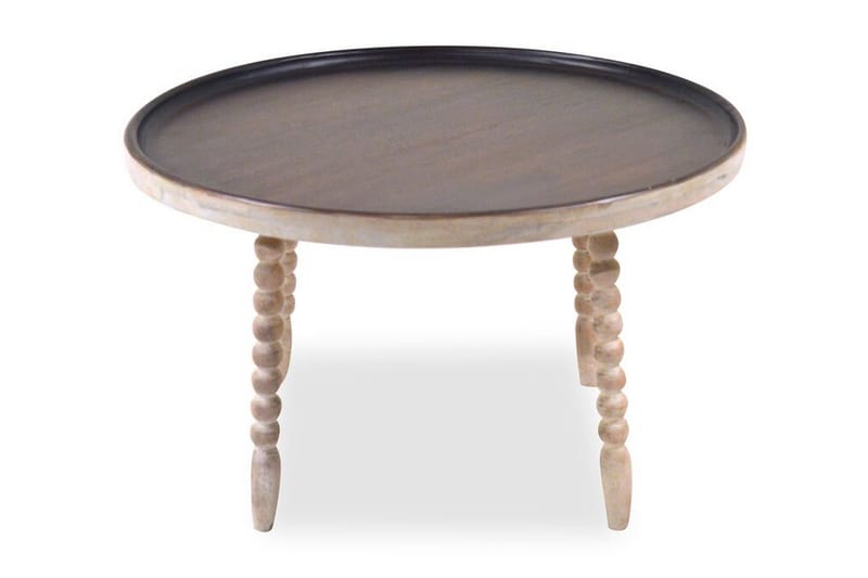 SIRJE Soffbord 90 cm Runt Mangoträ/Mörkbrun/Metall - Möbler - Vardagsrum - Soffbord & vardagsrumsbord - Soffbord
