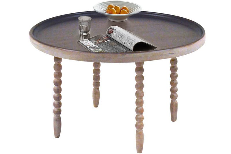 SIRJE Soffbord 90 cm Runt Mangoträ/Mörkbrun/Metall - Möbler - Vardagsrum - Soffbord & vardagsrumsbord - Soffbord