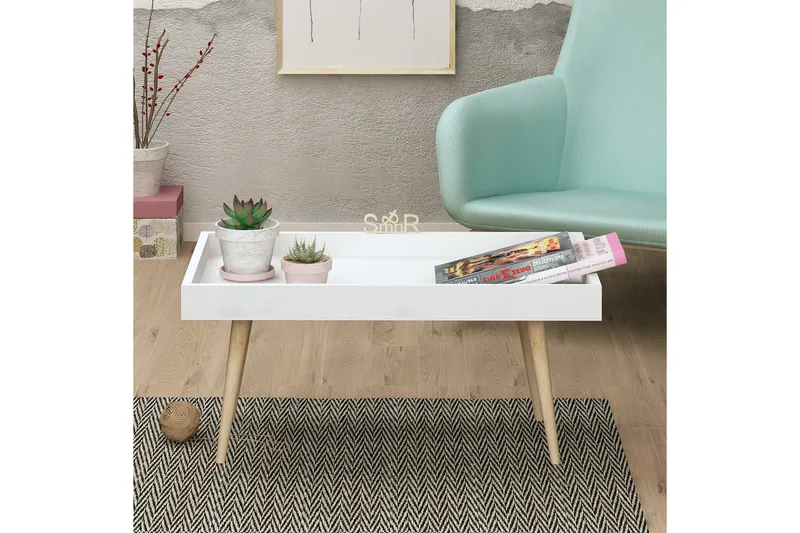 Skaberg Soffbord 80 cm - Vit/Natur - Möbler - Vardagsrum - Soffbord & vardagsrumsbord - Soffbord