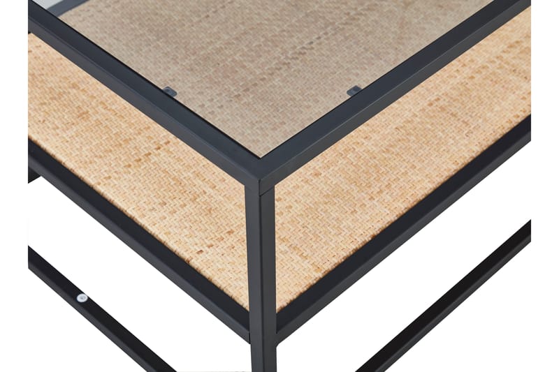 SKEPPSTA Soffbord 120 cm med Förvaring Hylla Glas/Rotting/Sv - Möbler - Vardagsrum - Soffbord & vardagsrumsbord - Soffbord