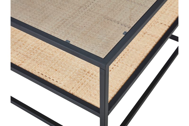 SKEPPSTA Soffbord 75 cm med Förvaring Hylla Glas/Rotting/Sva - Möbler - Vardagsrum - Soffbord & vardagsrumsbord - Soffbord