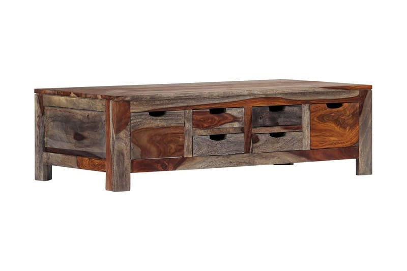 Soffbord 100x50x30 cm grå massivt sheshamträ - Grå - Soffbord - Bord