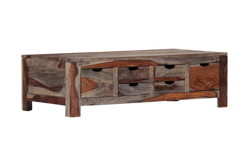 Soffbord 100x50x30 cm grå massivt sheshamträ - Grå - Soffbord - Bord