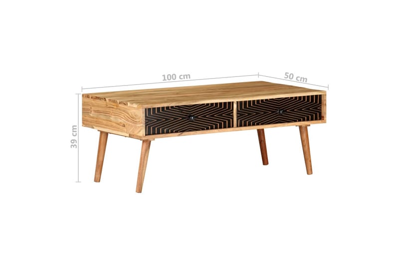 Soffbord 100x50x39 cm massivt akaciaträ - Brun - Möbler - Vardagsrum - Soffbord & vardagsrumsbord - Soffbord