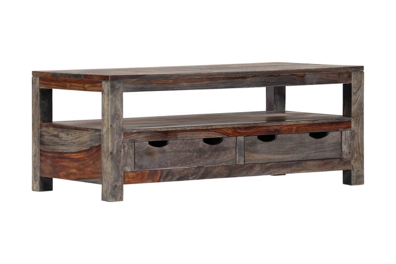 Soffbord 100x50x40 cm grå massivt sheshamträ - Grå - Soffbord - Bord
