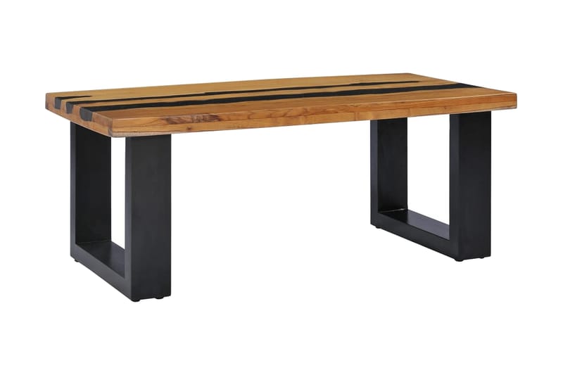 Soffbord 100x50x40 cm massivt teakträ och lavasten - Flerfärgad - Soffbord - Bord