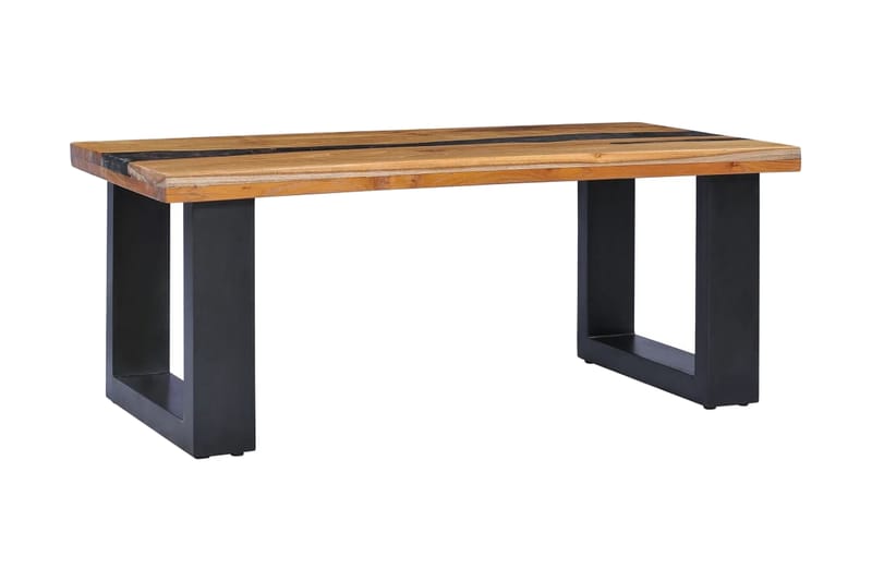 Soffbord 100x50x40 cm massivt teakträ och polyresin - Flerfärgad - Soffbord - Bord