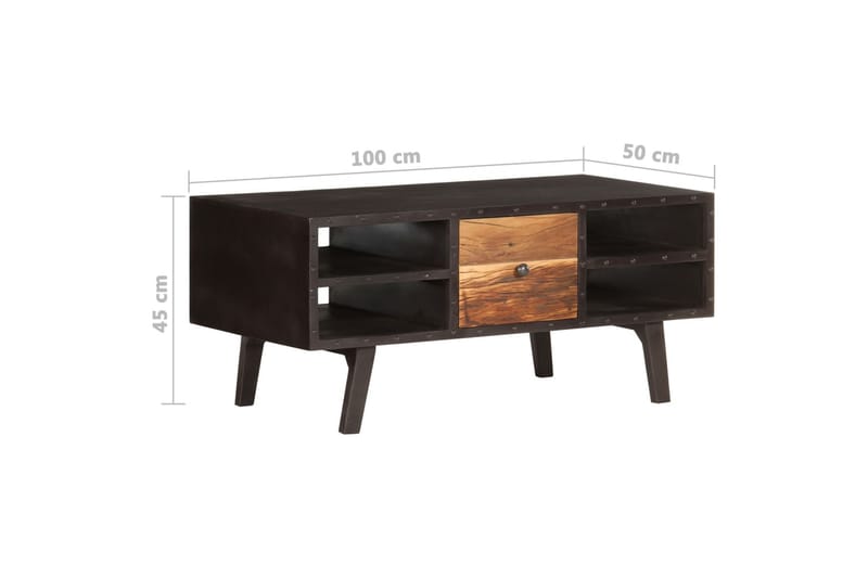 Soffbord 100x50x45 cm massivt återvunnet trä - Svart - Möbler - Vardagsrum - Soffbord & vardagsrumsbord - Soffbord