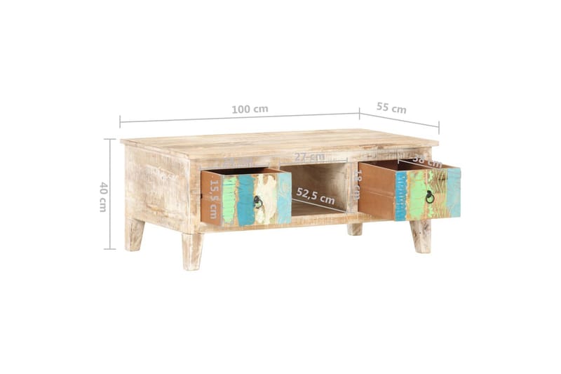 Soffbord 100x55x40 cm grovt akaciaträ - Flerfärgad - Möbler - Vardagsrum - Soffbord & vardagsrumsbord - Soffbord