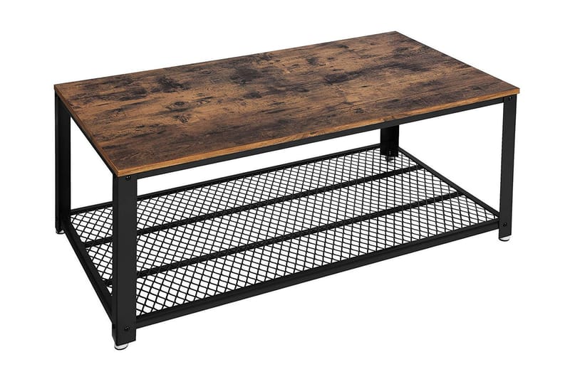 Soffbord 106 cm med Förvaring Hylla + Låda Rustik/Brun - Bord - Soffbord