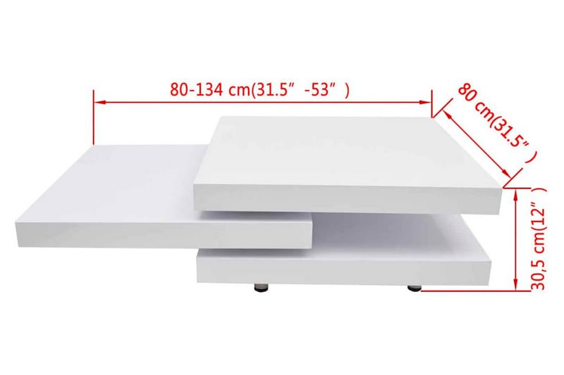 Soffbord 3 nivåer i högglans vit - Vit - Soffbord - Bord