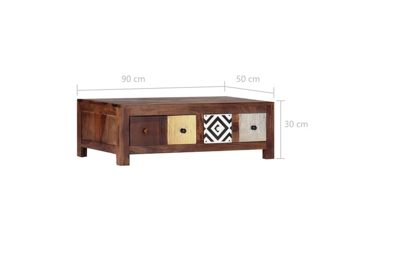 Soffbord 90x50x30 cm massivt sheshamträ - Valnötsbrun - Soffbord - Bord