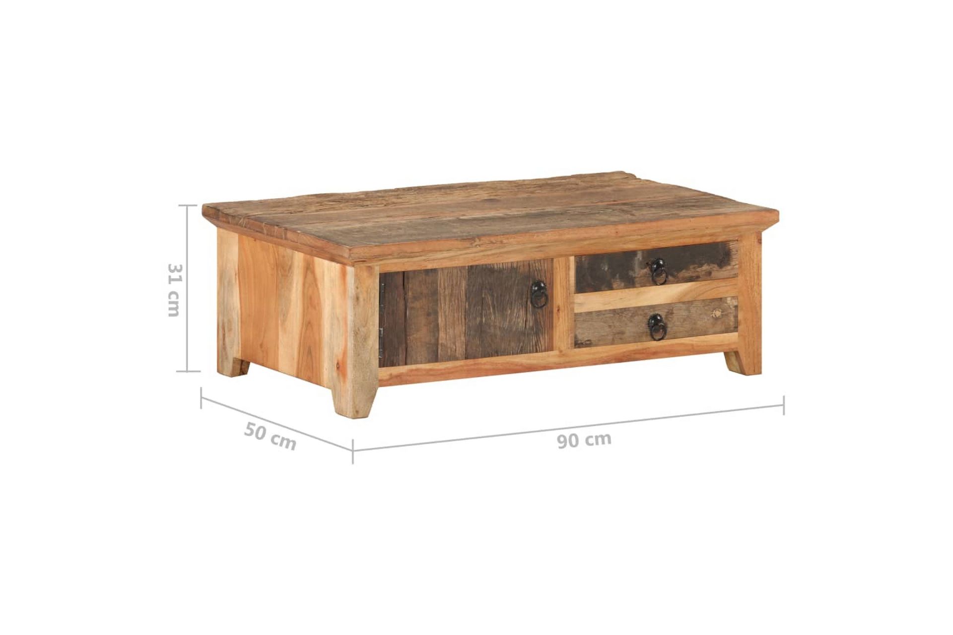 Soffbord 90x50x31 cm massivt återvunnet trä - Brun - Möbler - Vardagsrum - Soffbord & vardagsrumsbord - Soffbord