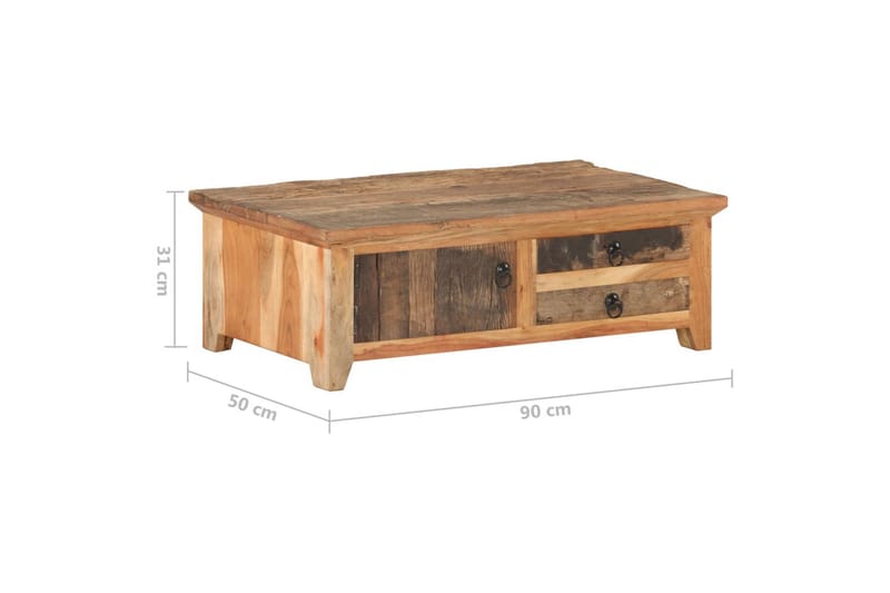 Soffbord 90x50x31 cm massivt återvunnet trä - Brun - Möbler - Vardagsrum - Soffbord & vardagsrumsbord - Soffbord