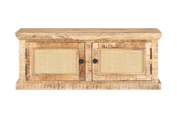 Soffbord 90x50x35 cm massivt mangoträ och naturlig rotting - Brun - Bord - Soffbord