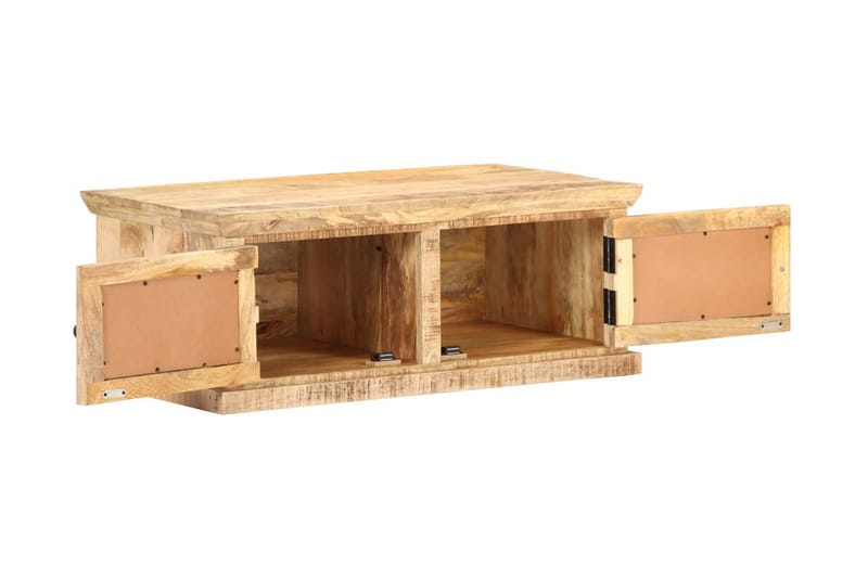 Soffbord 90x50x35 cm massivt mangoträ och naturlig rotting - Brun - Möbler - Vardagsrum - Soffbord & vardagsrumsbord - Soffbord