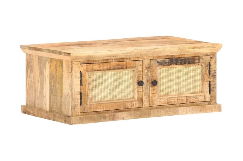 Soffbord 90x50x35 cm massivt mangoträ och naturlig rotting - Brun - Möbler - Vardagsrum - Soffbord & vardagsrumsbord - Soffbord
