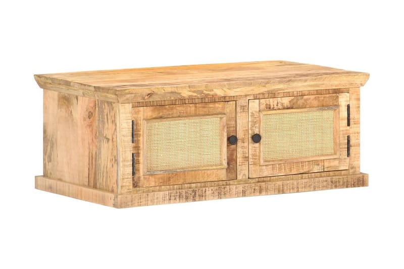 Soffbord 90x50x35 cm massivt mangoträ och naturlig rotting - Brun - Möbler - Vardagsrum - Soffbord & vardagsrumsbord - Soffbord