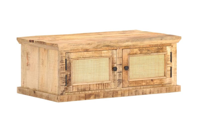 Soffbord 90x50x35 cm massivt mangoträ och naturlig rotting - Brun - Möbler - Vardagsrum - Soffbord & vardagsrumsbord - Soffbord