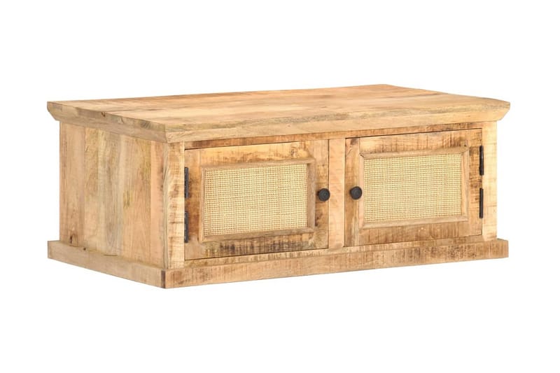Soffbord 90x50x35 cm massivt mangoträ och naturlig rotting - Brun - Möbler - Vardagsrum - Soffbord & vardagsrumsbord - Soffbord