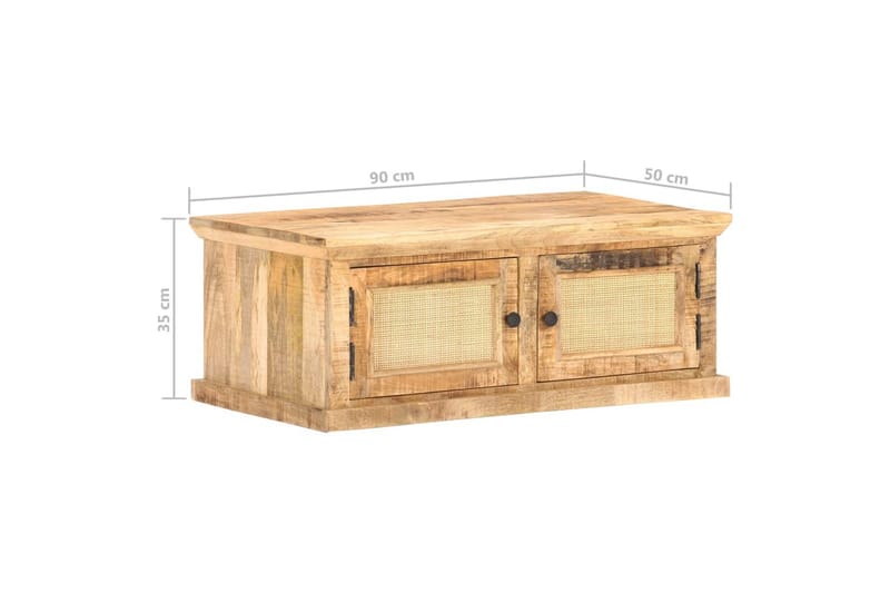 Soffbord 90x50x35 cm massivt mangoträ och naturlig rotting - Brun - Möbler - Vardagsrum - Soffbord & vardagsrumsbord - Soffbord