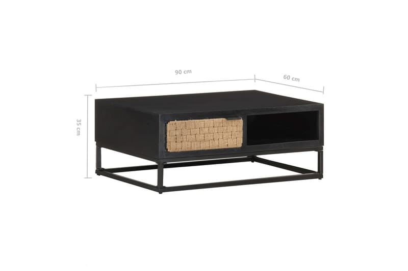 Soffbord 90x60x35 cm massivt mangoträ - Svart - Möbler - Vardagsrum - Soffbord & vardagsrumsbord - Soffbord