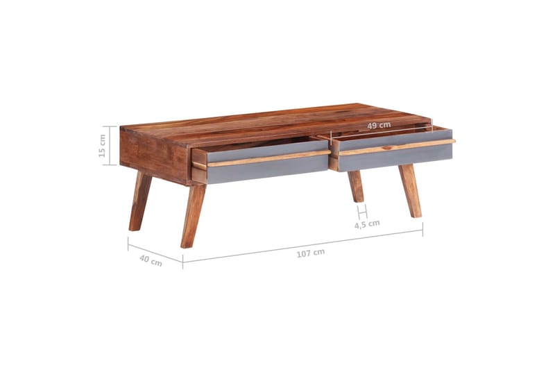 Soffbord grå 110x50x40 cm massivt sheshamträ - Grå - Möbler - Vardagsrum - Soffbord & vardagsrumsbord - Soffbord