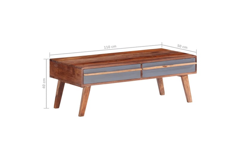 Soffbord grå 110x50x40 cm massivt sheshamträ - Grå - Soffbord - Bord