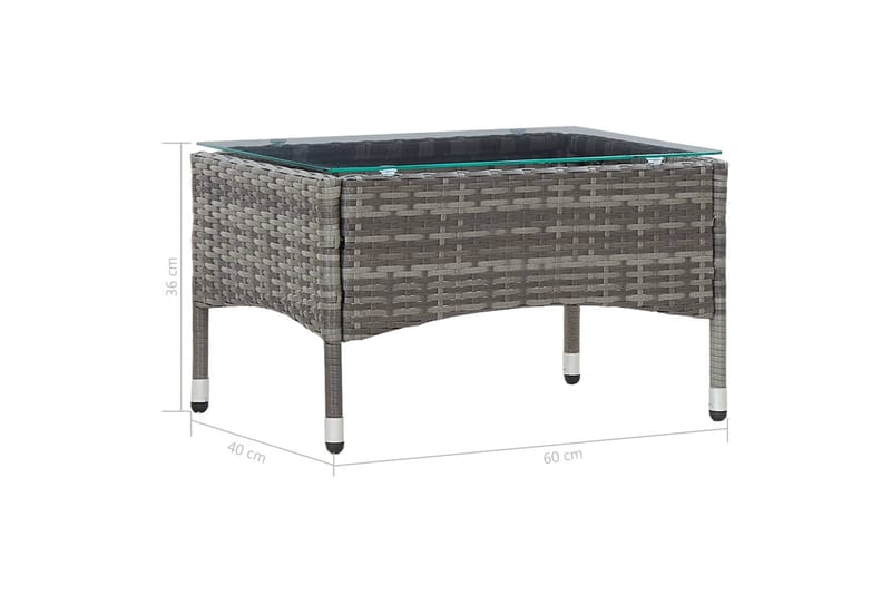 Soffbord grå 60x40x36 cm konstrotting/glas - Soffbord - Bord