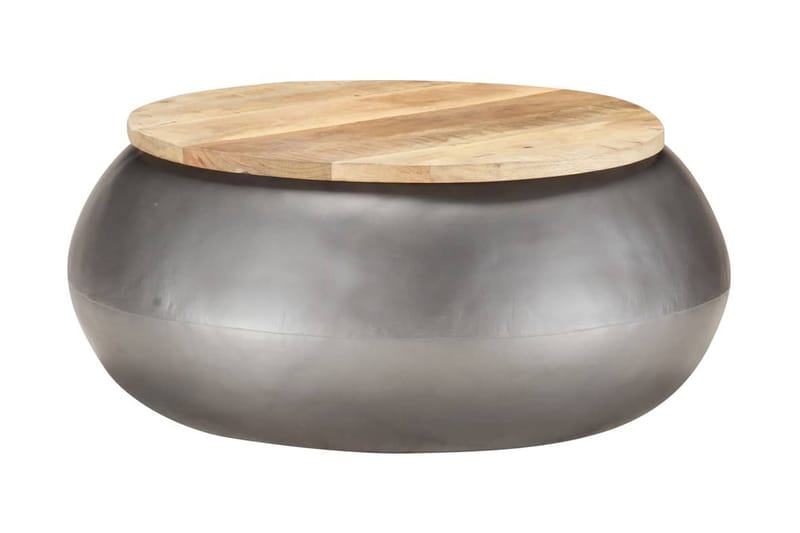 Soffbord grå 68x68x30 cm massivt mangoträ - Brun - Soffbord - Bord