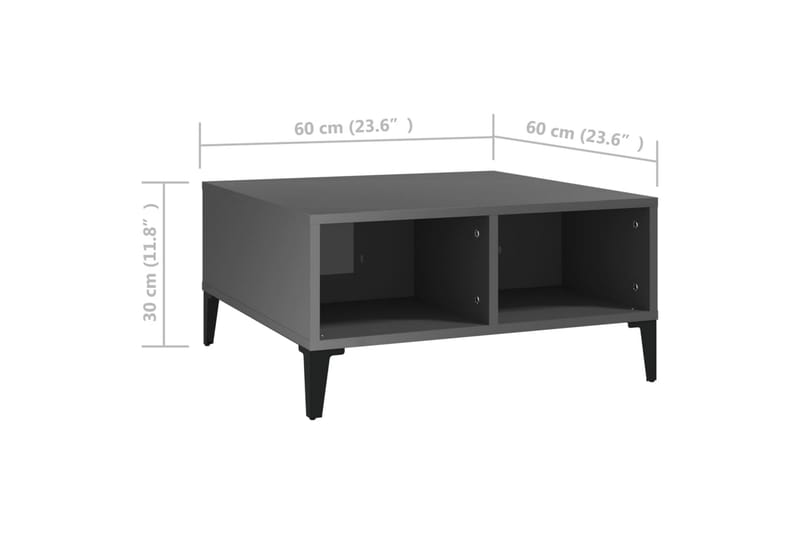 Soffbord grå högglans 60x60x30 cm spånskiva - Grå - Bord - Soffbord