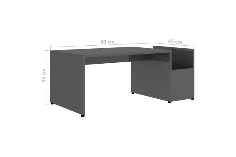 Soffbord grå högglans 90x45x35 cm spånskiva - Grå - Soffbord - Bord