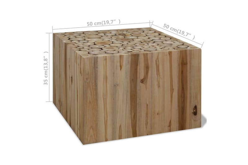Soffbord i äkta teak 50x50x35 cm - Brun - Möbler - Vardagsrum - Soffbord & vardagsrumsbord - Soffbord