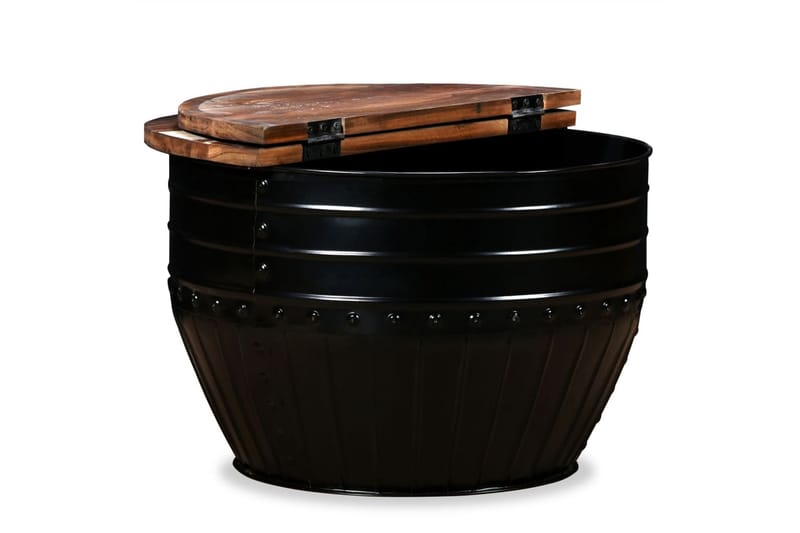 Soffbord i återvunnet trä tunnformad svart - Svart - Möbler - Vardagsrum - Soffbord & vardagsrumsbord - Soffbord