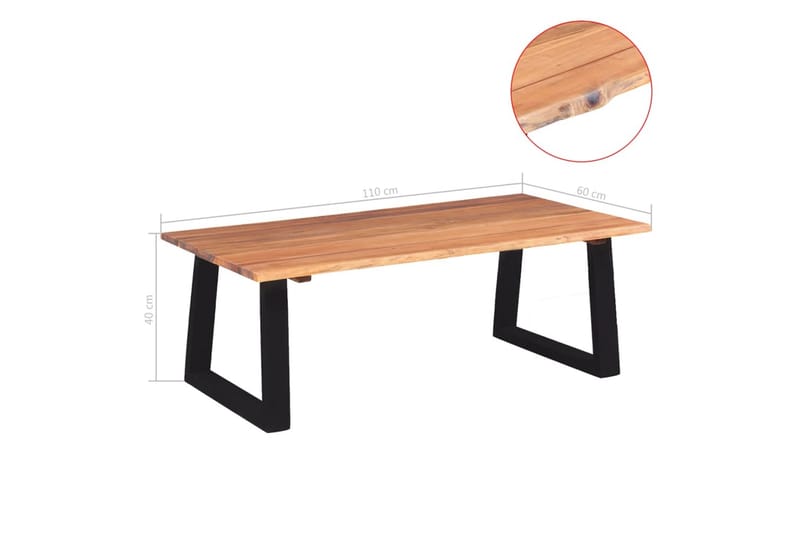 Soffbord i massivt akaciaträ 110x60x40 cm - Brun - Möbler - Vardagsrum - Soffbord & vardagsrumsbord - Soffbord
