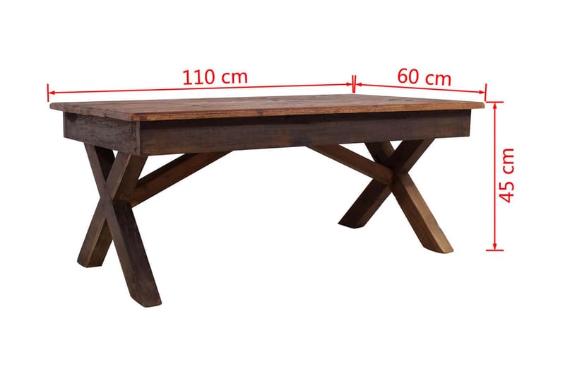 Soffbord i massivt återvunnet trä 110x60x45 cm - Brun - Möbler - Vardagsrum - Soffbord & vardagsrumsbord - Soffbord