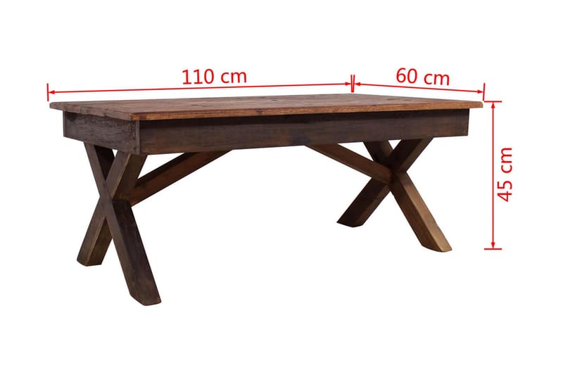 Soffbord i massivt återvunnet trä 110x60x45 cm - Brun - Soffbord - Bord