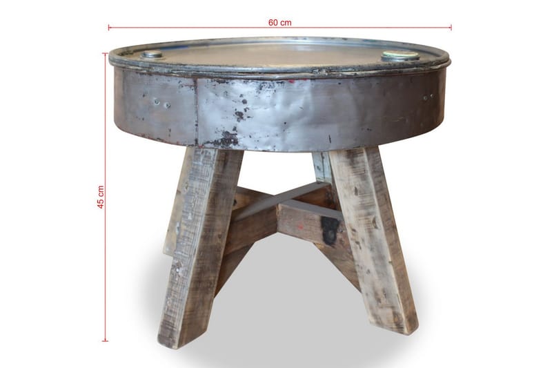 Soffbord i massivt återvunnet trä 60x45 cm silver - Brun - Soffbord - Bord